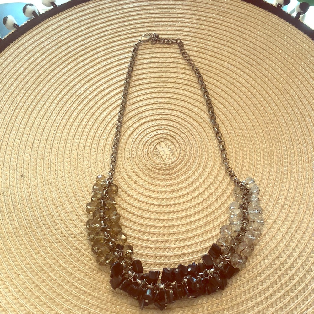 Tri color glass beaded necklace very versatile
